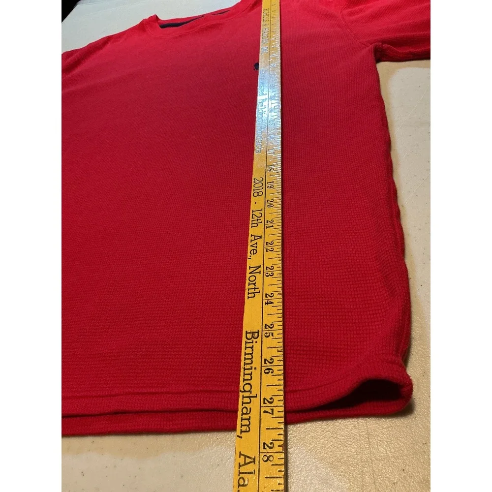 Polo Ralph Lauren Men Medium Red Waffle Knit Thermal Long Sleeve Pony Logo Shirt